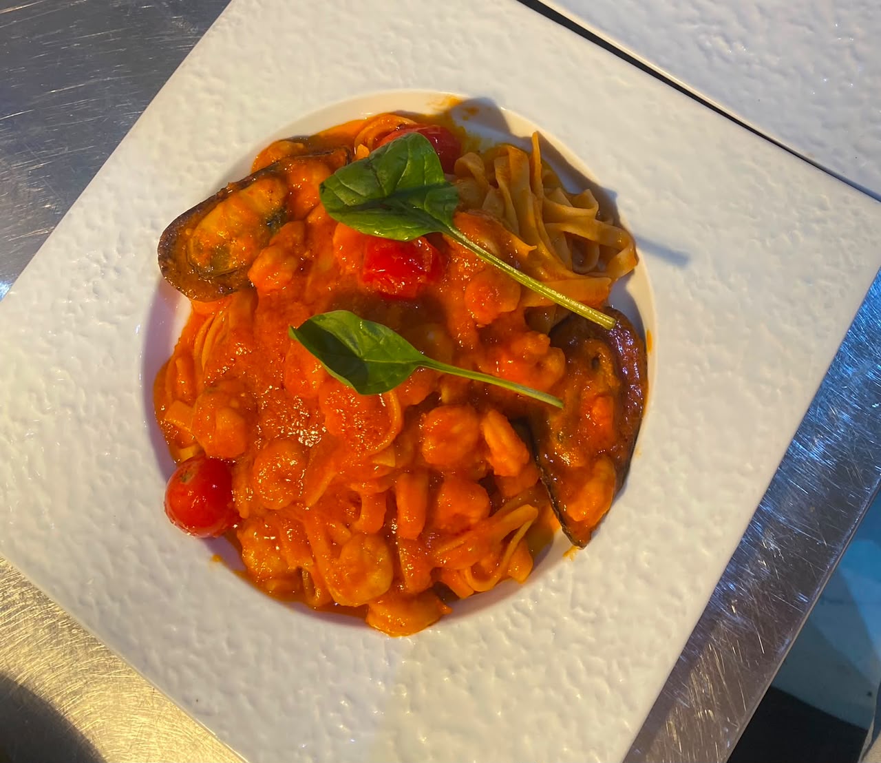 Shrimp Tomato Tagliatelle past